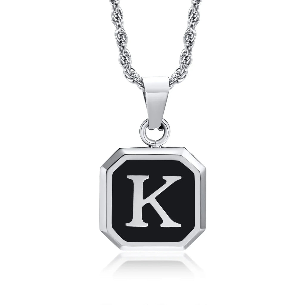 Herren-Halskette mit hexagonalem Initial-Anhänger k