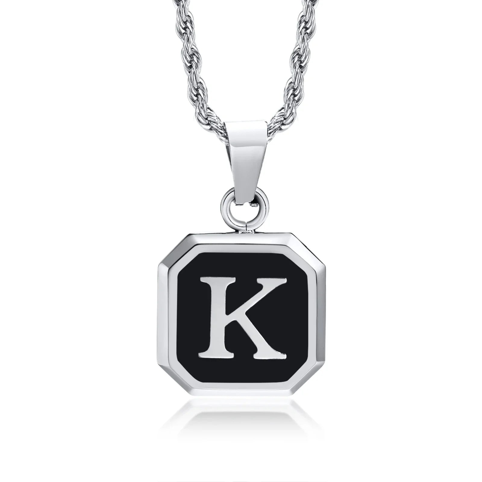 Herren-Halskette mit hexagonalem Initial-Anhänger k