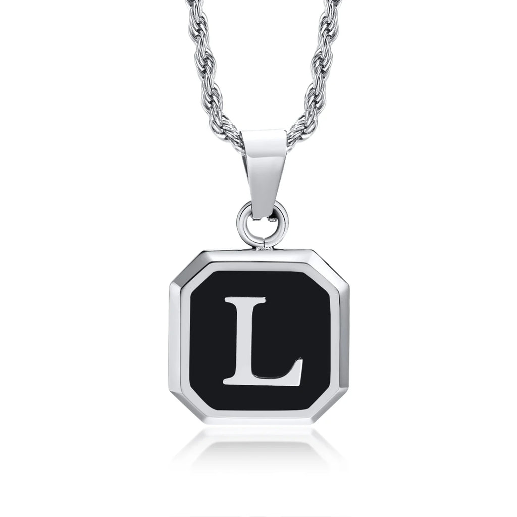 Herren-Halskette mit hexagonalem Initial-Anhänger l