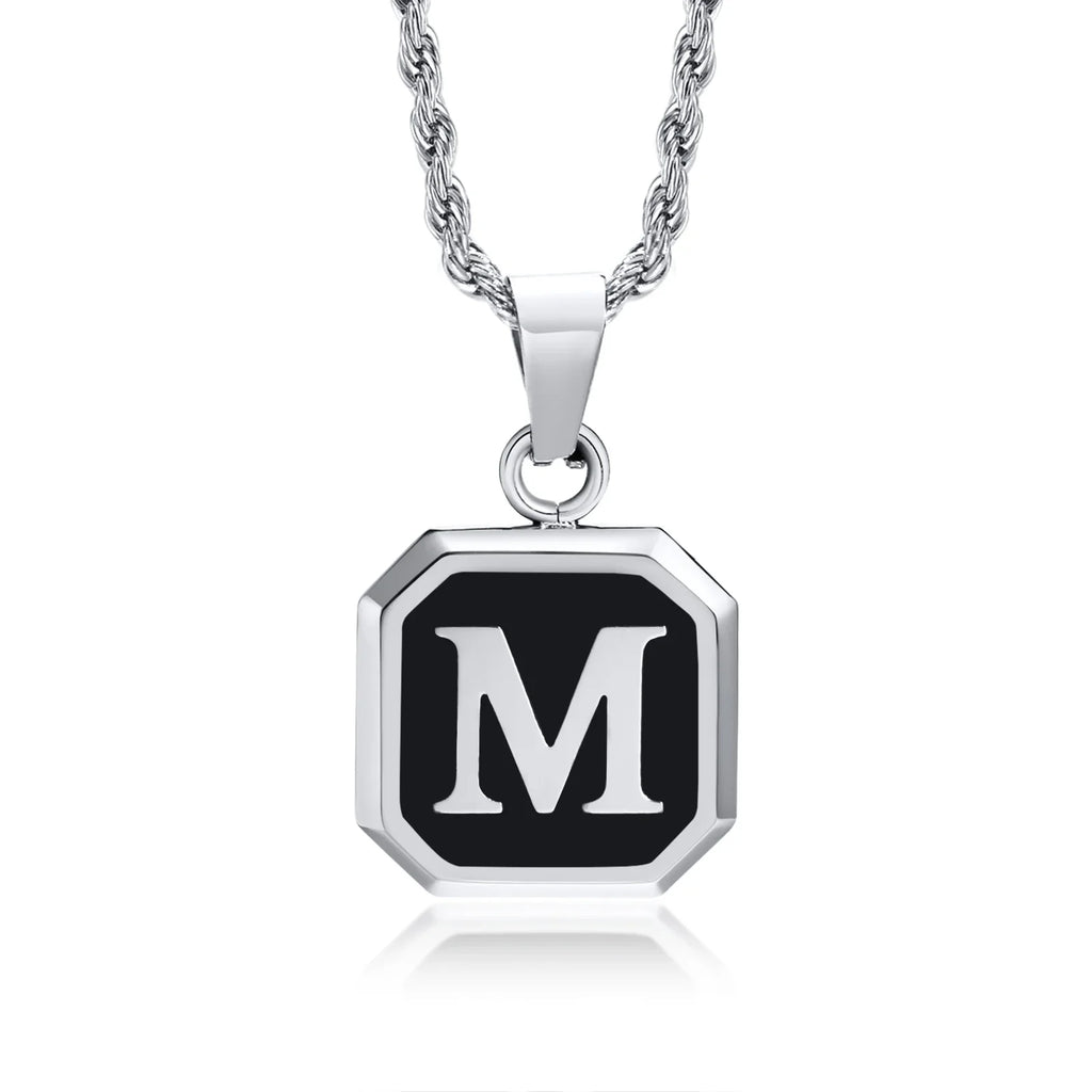 Herren-Halskette mit hexagonalem Initial-Anhänger m