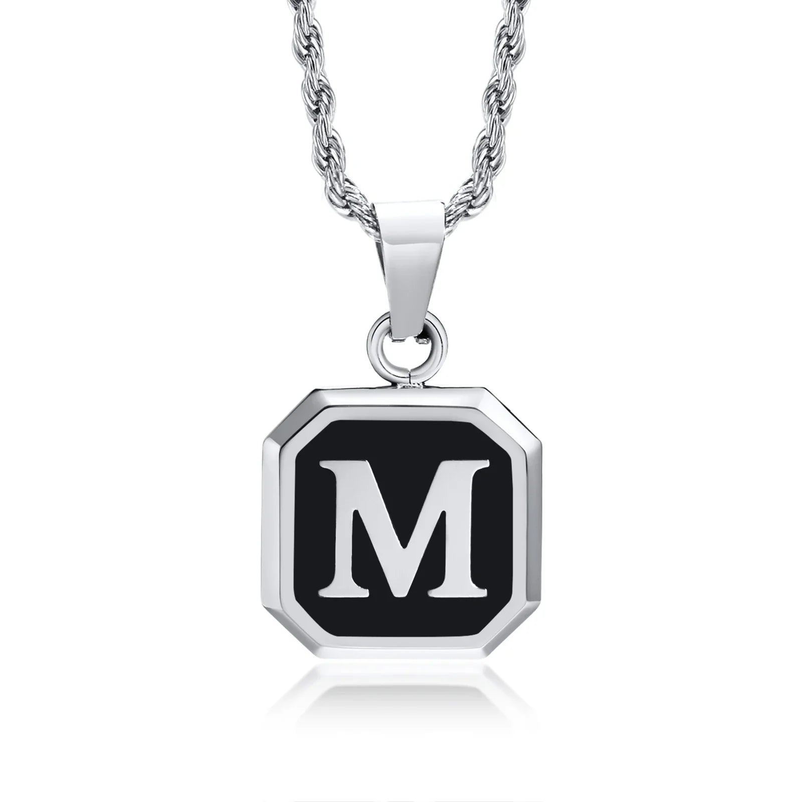 Herren-Halskette mit hexagonalem Initial-Anhänger m