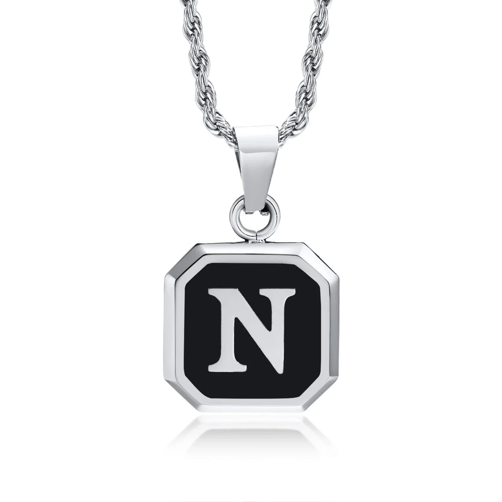 Herren-Halskette mit hexagonalem Initial-Anhänger n