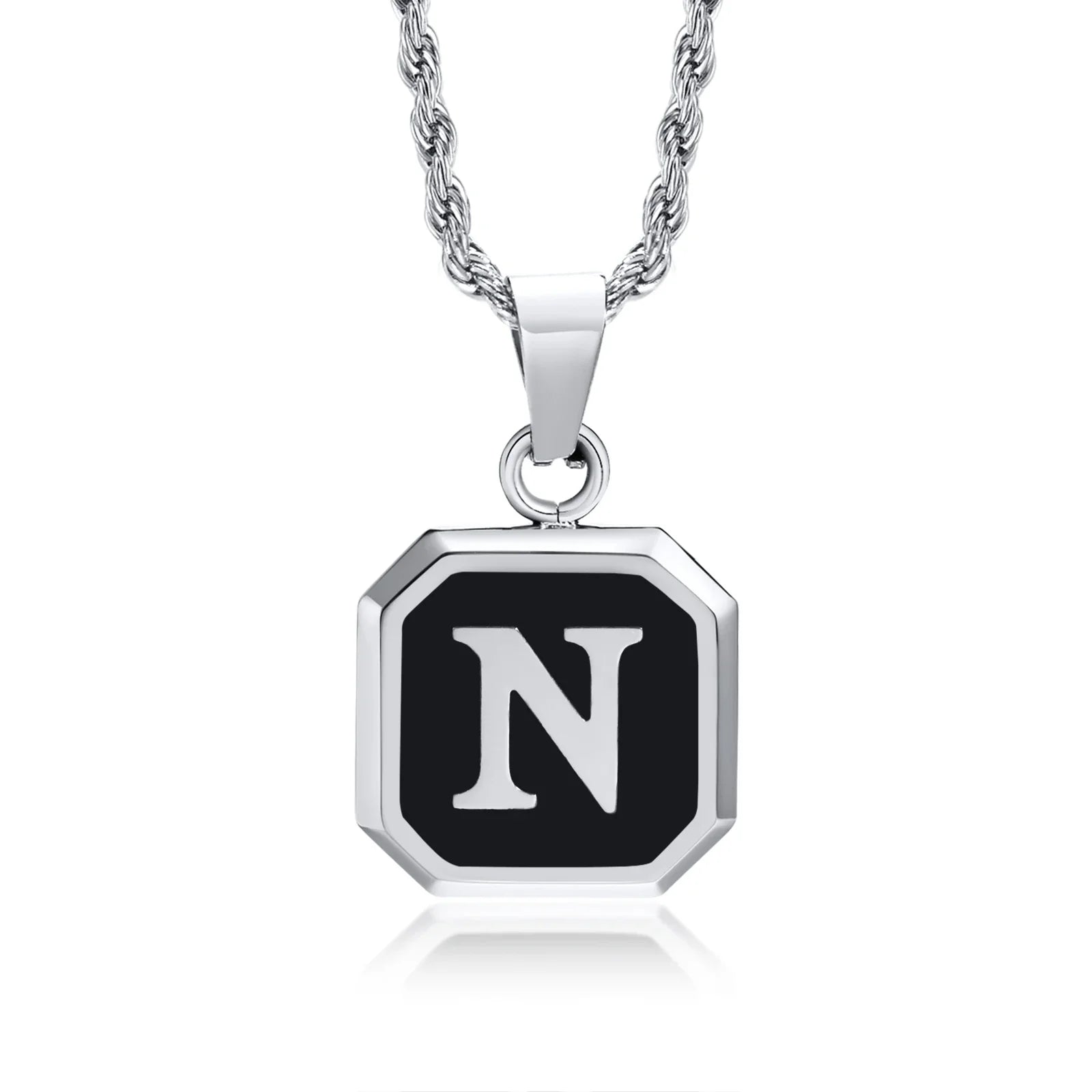 Herren-Halskette mit hexagonalem Initial-Anhänger n