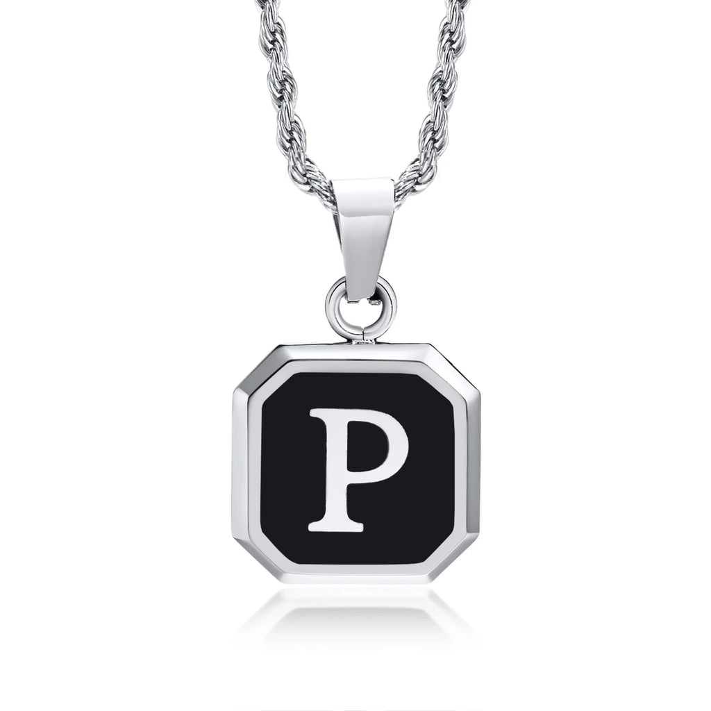 Herren-Halskette mit hexagonalem Initial-Anhänger p