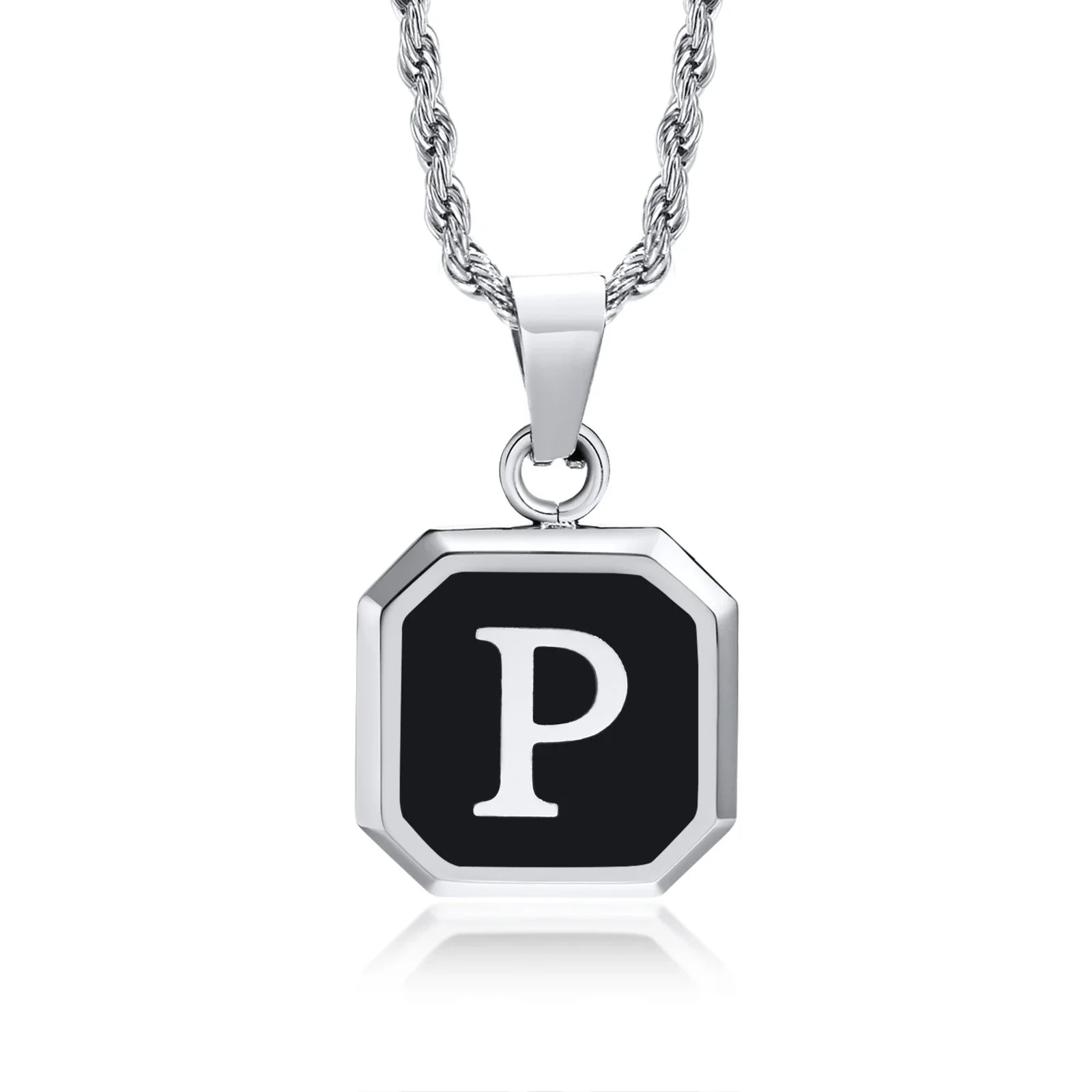 Herren-Halskette mit hexagonalem Initial-Anhänger p