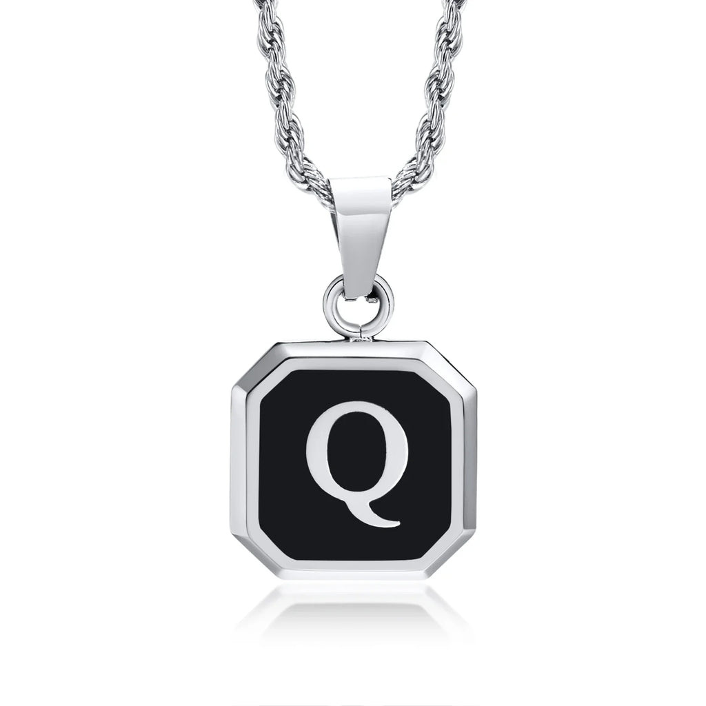 Herren-Halskette mit hexagonalem Initial-Anhänger q