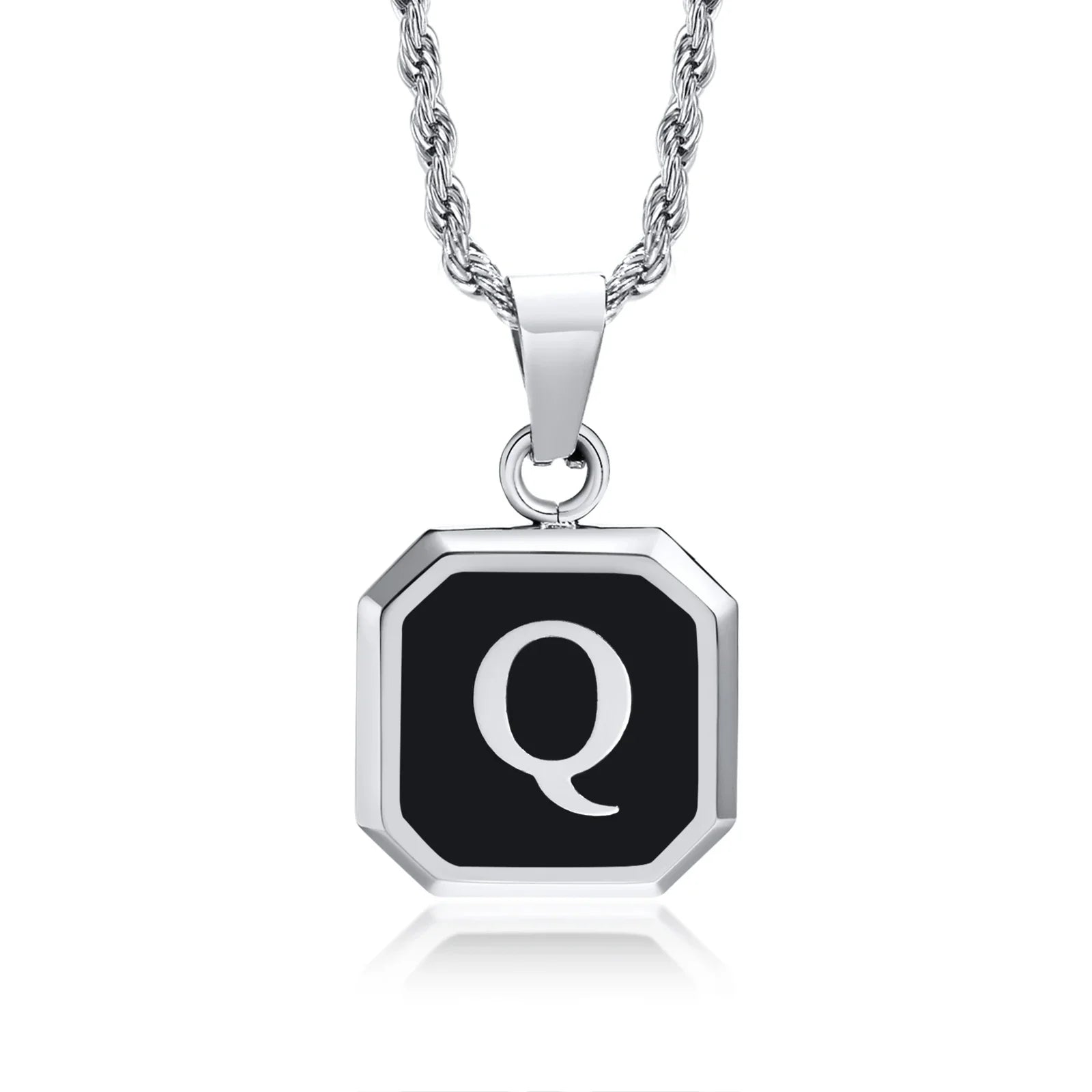 Herren-Halskette mit hexagonalem Initial-Anhänger q