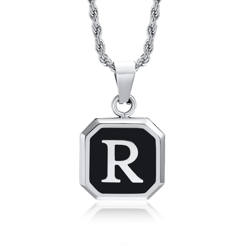 Herren-Halskette mit hexagonalem Initial-Anhänger r