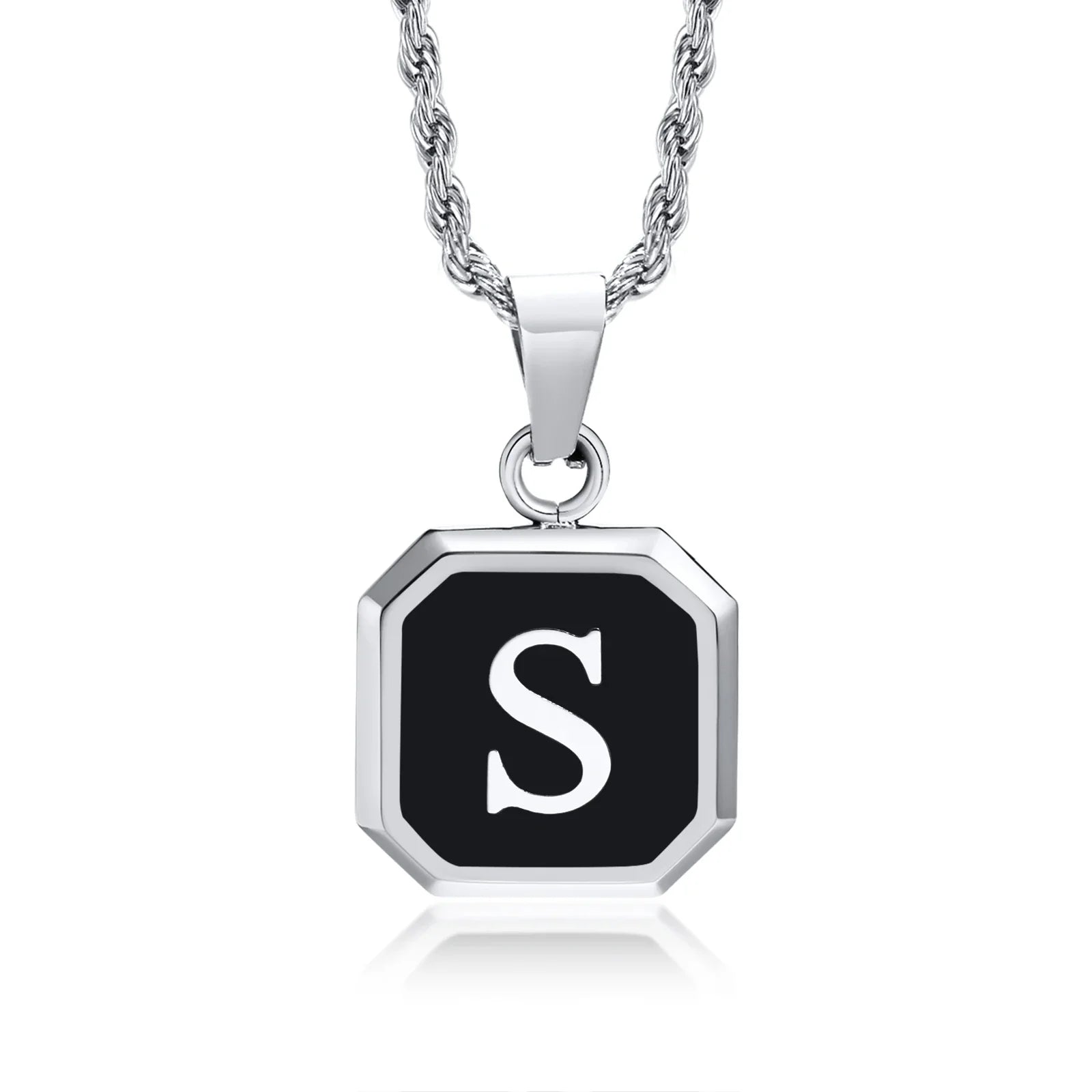 Herren-Halskette mit hexagonalem Initial-Anhänger s