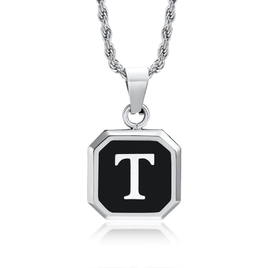 Herren-Halskette mit hexagonalem Initial-Anhänger t
