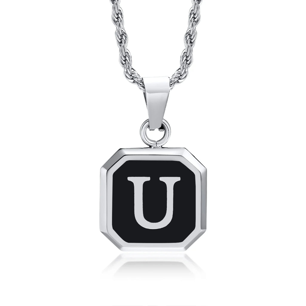 Herren-Halskette mit hexagonalem Initial-Anhänger u