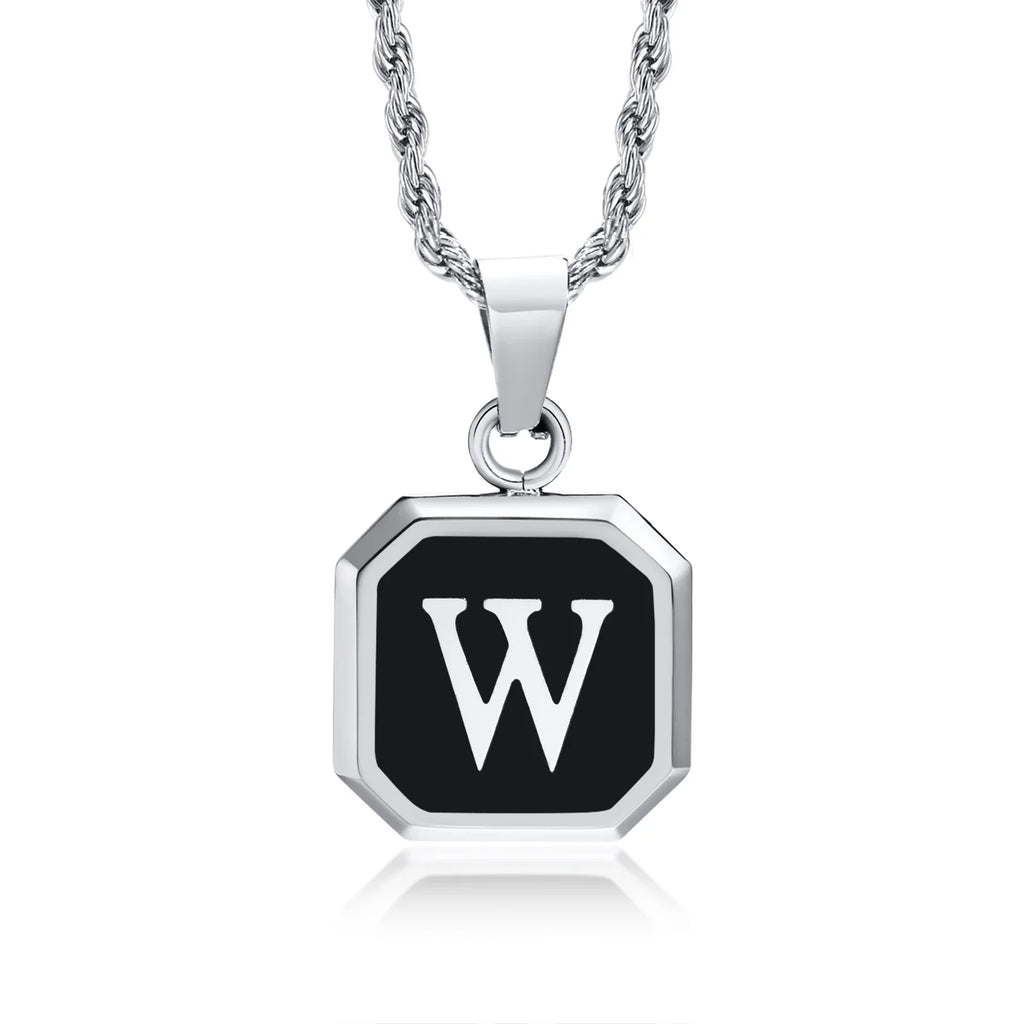 Herren-Halskette mit hexagonalem Initial-Anhänger w