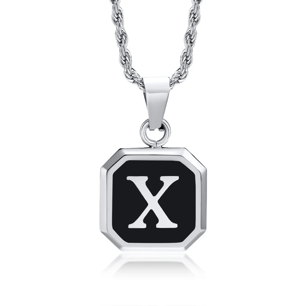 Herren-Halskette mit hexagonalem Initial-Anhänger x