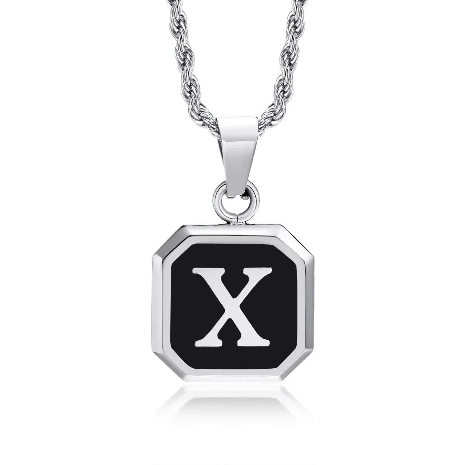 Herren-Halskette mit hexagonalem Initial-Anhänger x