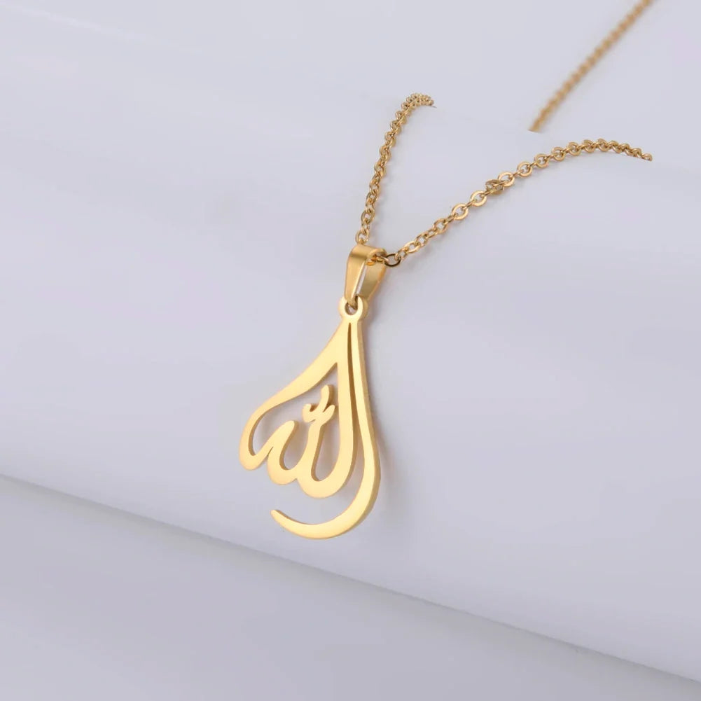 Halskette für Herren oder Damen mit arabischem muslimischem Allah-Anhänger in Gold