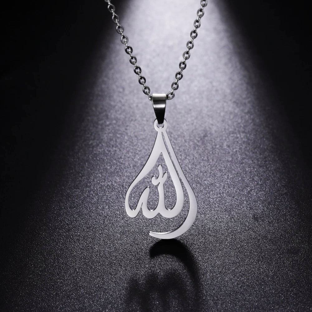 Halskette für Herren oder Damen mit arabischem muslimischem Allah-Anhänger in Silber
