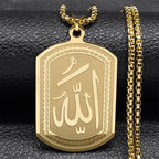 Halskette für Herren oder Damen mit sechseckigem Anhänger Allah arabisch muslimisch islamisch Gold 60 cm
