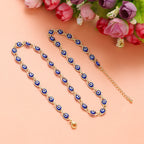 Birden fazla koyu mavi nazar boncuğu uçlu choker kolye