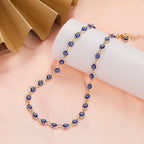 Birden fazla koyu mavi nazar boncuğu uçlu choker kolye