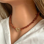 Halskette Choker mit Anhänger aus natürlichen Korallensteinen 
