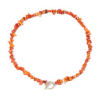 Halskette Choker mit Anhänger aus natürlichen orangen Steinen