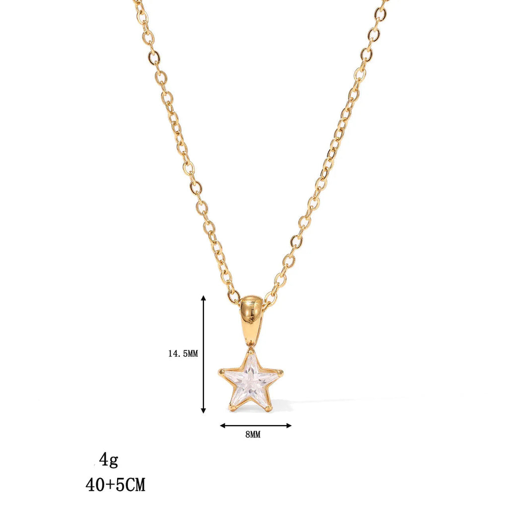 Choker-Halskette mit Sternanhänger mit Zirkonia-Pavé aus Gold
