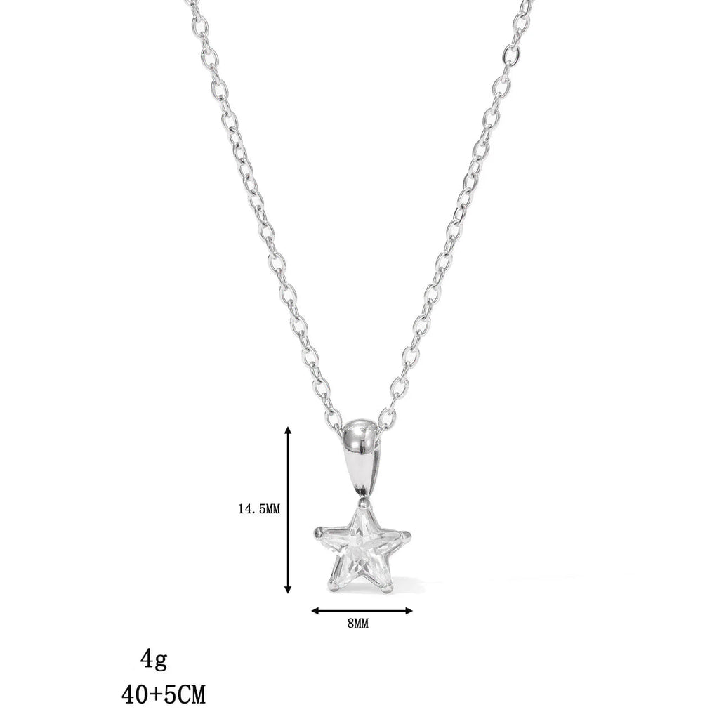 Choker-Halskette mit Sternanhänger mit Zirkonia-Pavé aus Silber