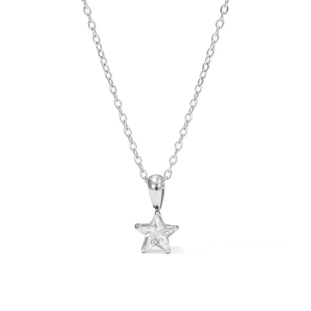 Choker-Halskette mit Sternanhänger mit Zirkonia-Pavé aus Silber