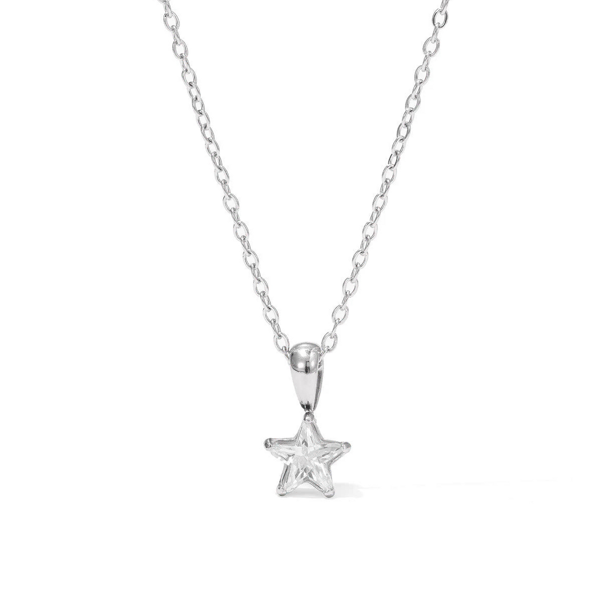 Choker-Halskette mit Sternanhänger mit Zirkonia-Pavé aus Silber