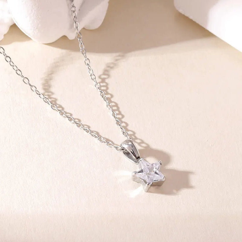 Choker-Halskette mit Sternanhänger mit Zirkonia-Pavé aus Silber