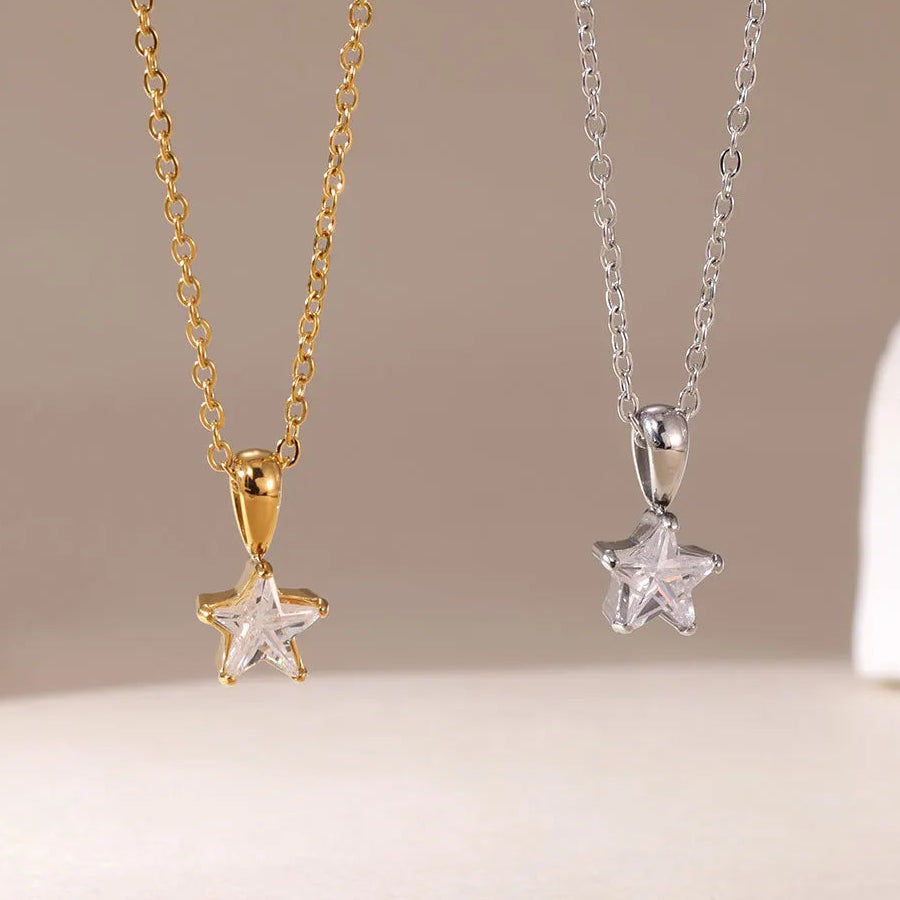 Choker-Halskette mit Sternanhänger mit Zirkonia-Pavé aus Silber