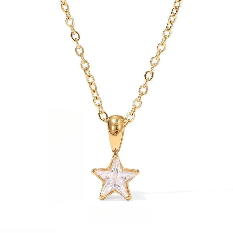 Choker-Halskette mit Sternanhänger mit Zirkonia-Pavé aus Gold