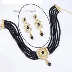 Perlen-Choker mit Anhänger und arabischen hängenden Ohrringen