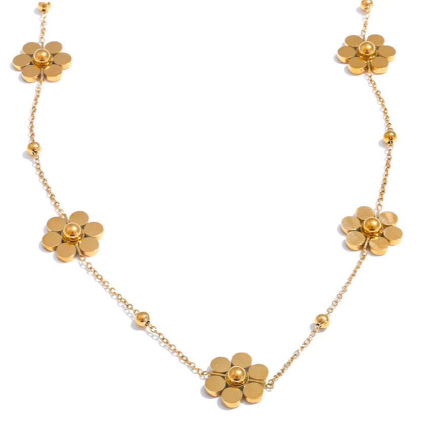 Halskette Choker Anhänger mit goldenen Blumen