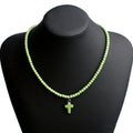 Halskette Choker Anhänger Kreuz Natürlicher Stein Damen grün