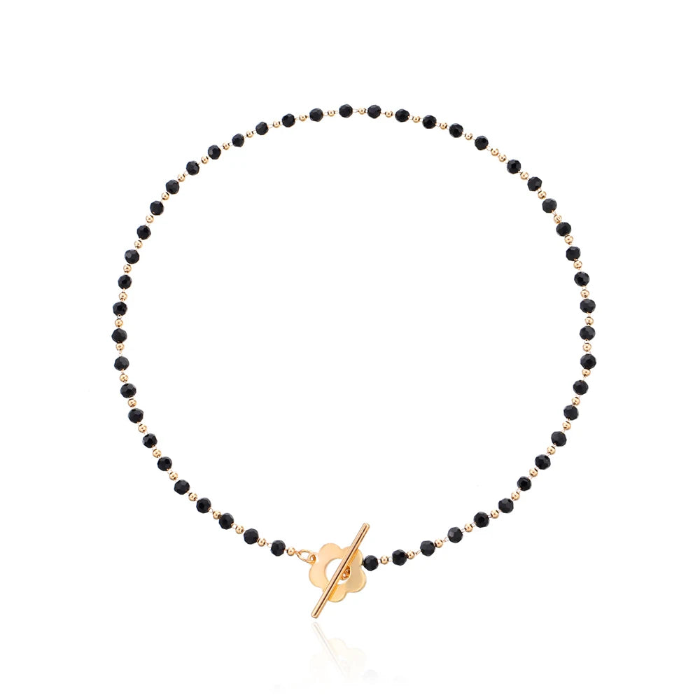 Halskette Choker Anhänger Blume schwarz und gold