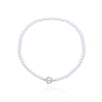 Halskette Choker Anhänger Blume weiß und silber