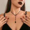 Choker Halskette Anhänger Wassertropfen Gothic Stil schwarz