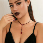 Choker Halskette Anhänger Wassertropfen Gothic Stil schwarz und rot