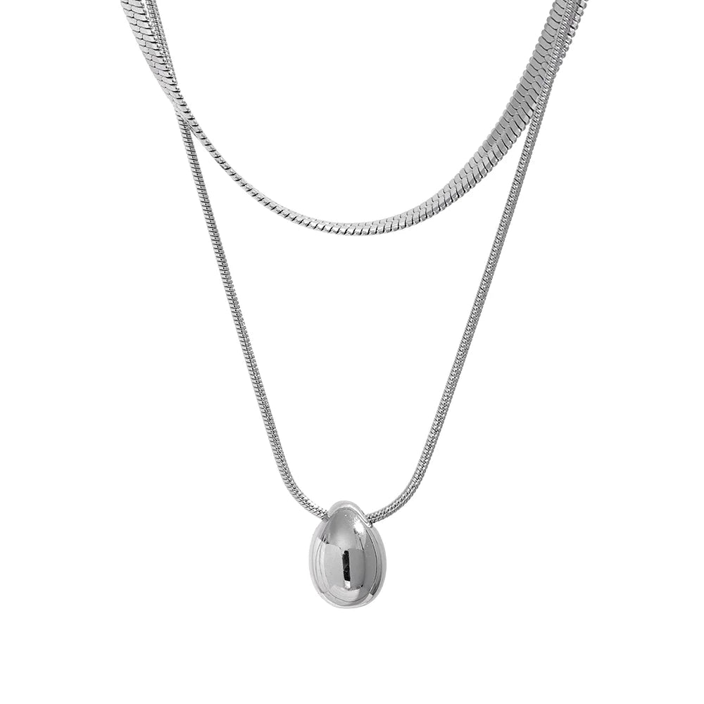 Halskette Choker Anhänger großer Wassertropfen silber