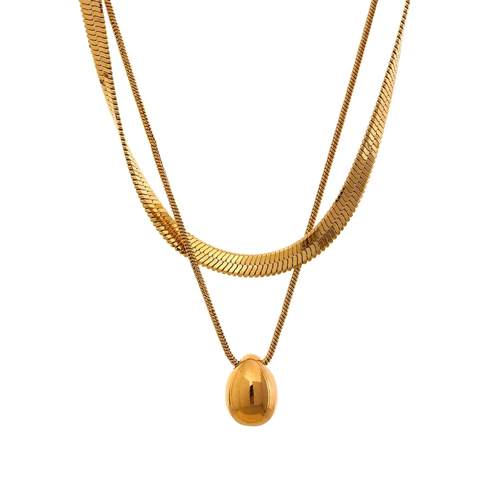 Halskette Choker Anhänger großer Wassertropfen gold