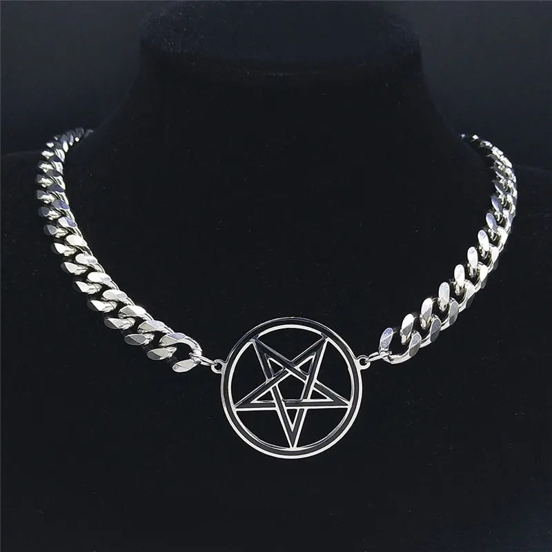 Halskette Choker Anhänger Pentagramm Hexerei Wicca