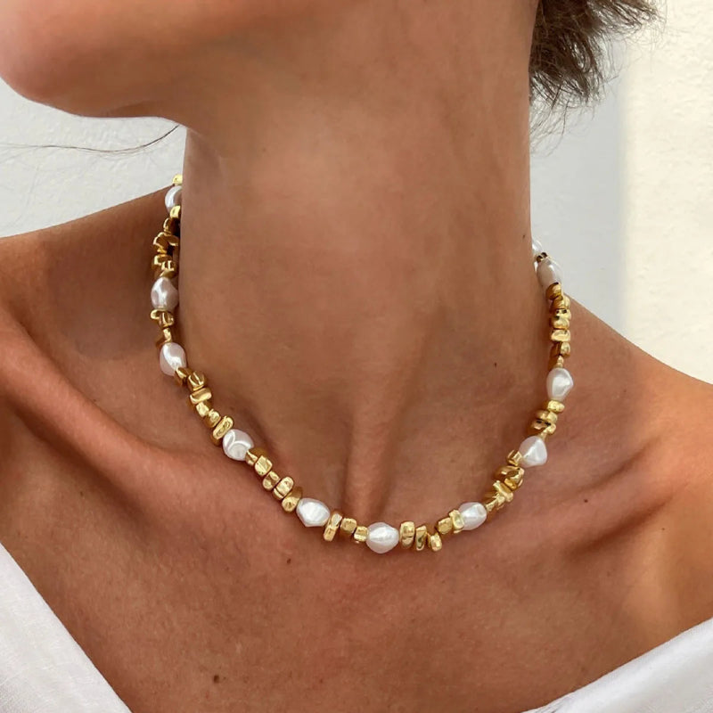 Choker mit Perlenanhängern für Damen gold