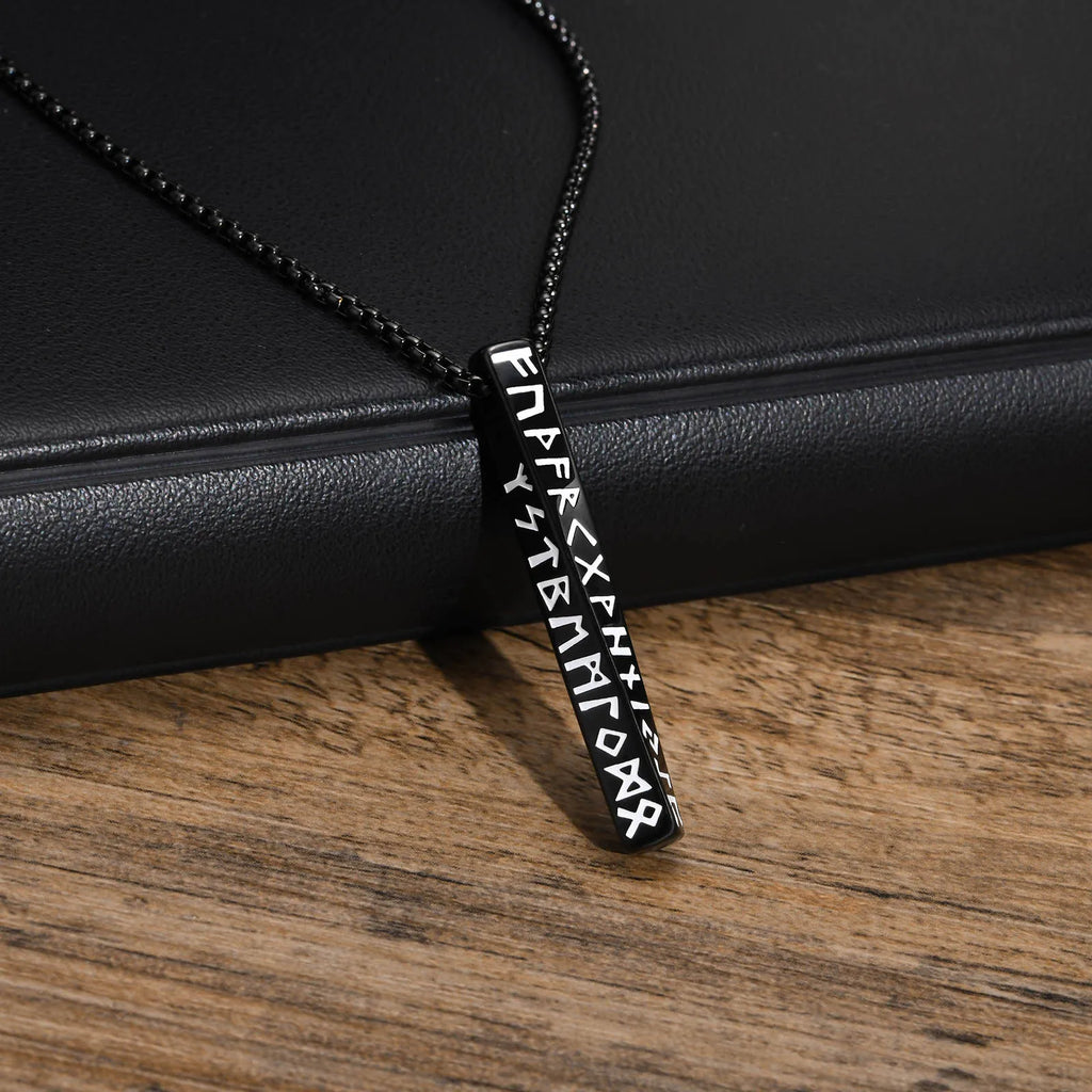 Runen-Halskette Wikinger-Anhänger Medaillon Schwarz