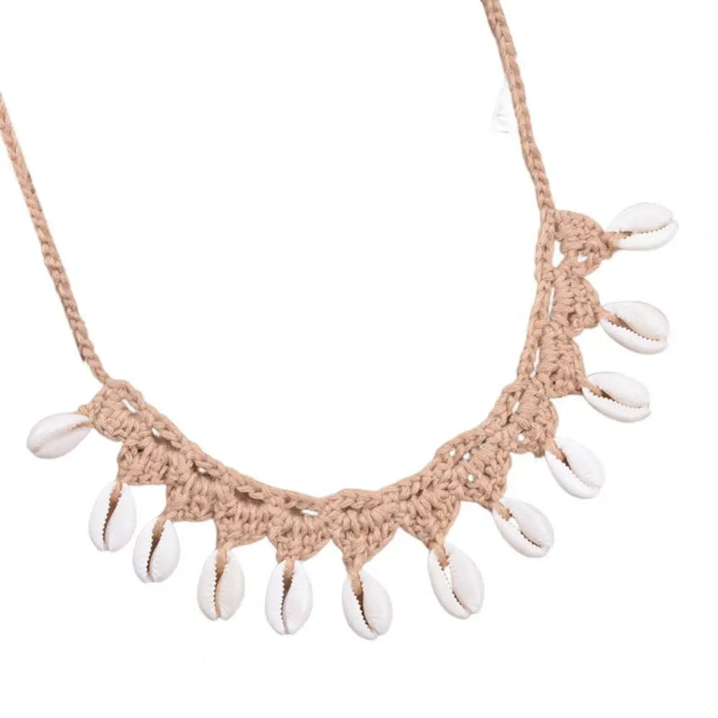 Boho-Stil Choker Halskette mit Kaurimuschel