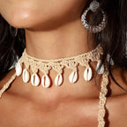 Boho-Stil Choker Halskette mit Kaurimuschel