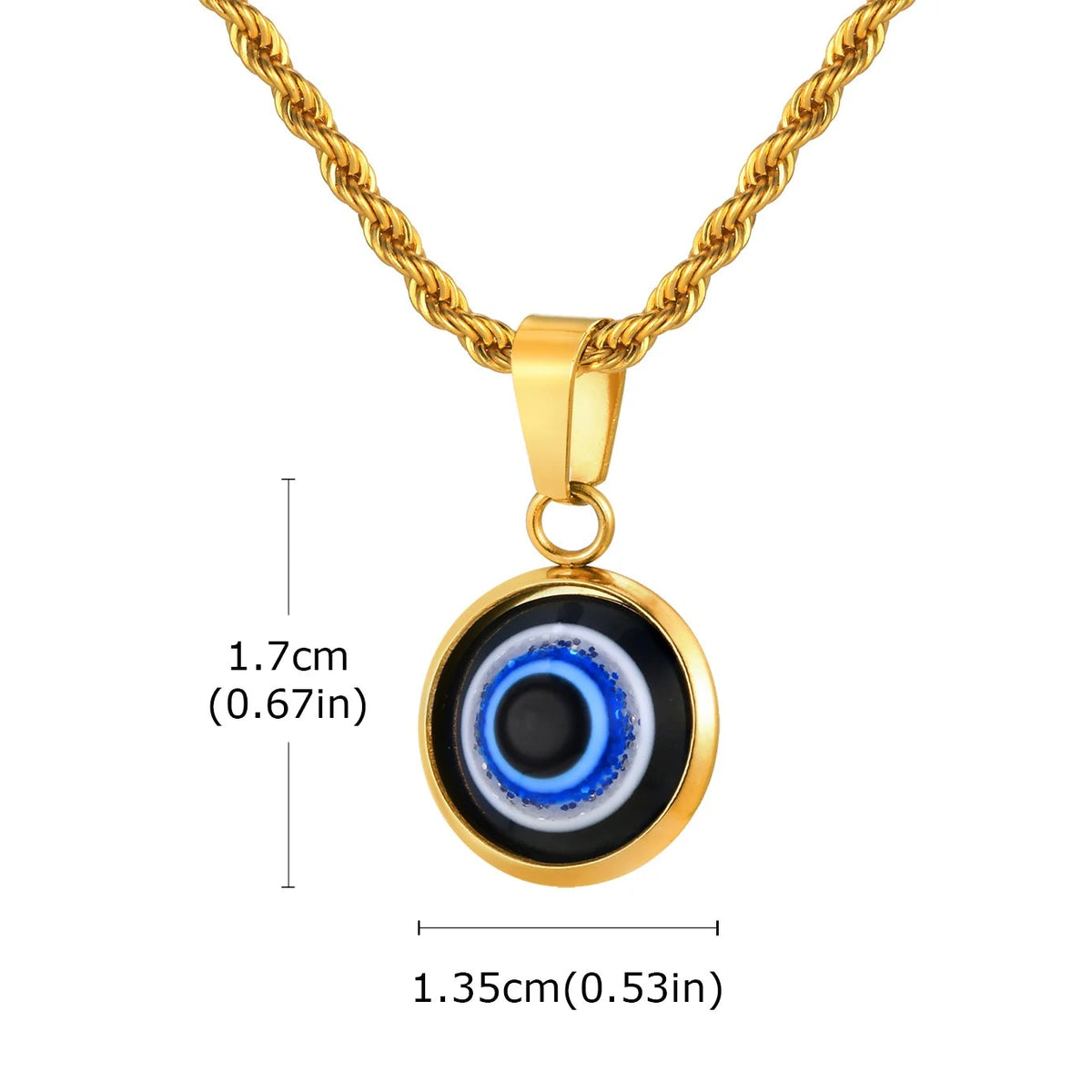 Collana ritorta con discreto pendente occhio blu oro