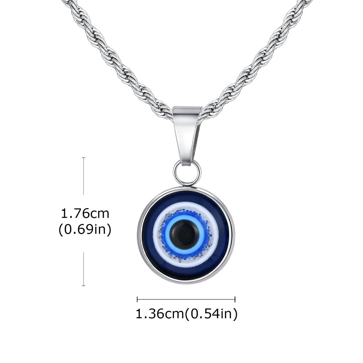 Collana ritorta con discreto pendente occhio blu argento