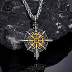 Wikingerkette mit Vegvisir Kompass Anhänger in Gold