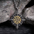 Wikingerkette mit Vegvisir Kompass Anhänger in Gold
